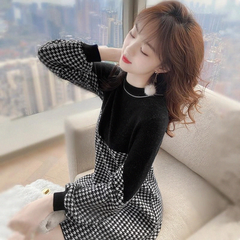 JXMYY Spring and autumn dress ladies autumn 2020 new long-sleeved houndstooth stitching winter small skirt and winter #me0T, Black;gray
JXMYY Spring and autumn dress ladies autumn 2020 new long-sleeved houndstooth stitching winter small skirt and winter #me0T, Black;gray