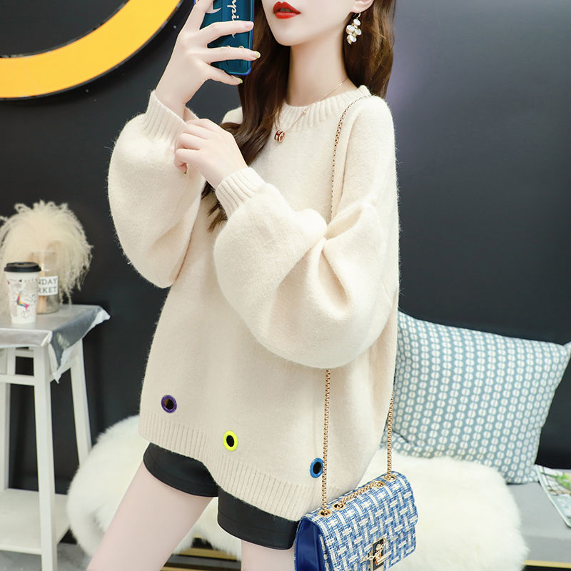 Autumn And Winter Personality Sweater Female Korean Version Of The Loose Set Of Sweet Outside Wear Wild Sweater 201225