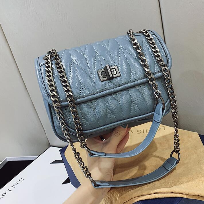 

wholesal women handbag high quality leather fashion messenger bags elegant atmosphere striped shoulder handbags simple Joker leathers chain bag