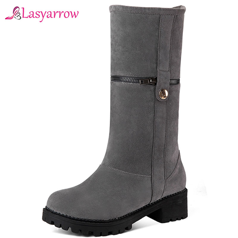 Lasyarrow Fashion 2020 Flock Women Winter Shoes Thick Med Heel Mid calf Boots Black Gray Red Brown Booties Woman Plus Size 34-52
Lasyarrow Fashion 2020 Flock Women Winter Shoes Thick Med Heel Mid calf Boots Black Gray Red Brown Booties Woman Plus Size 34-52