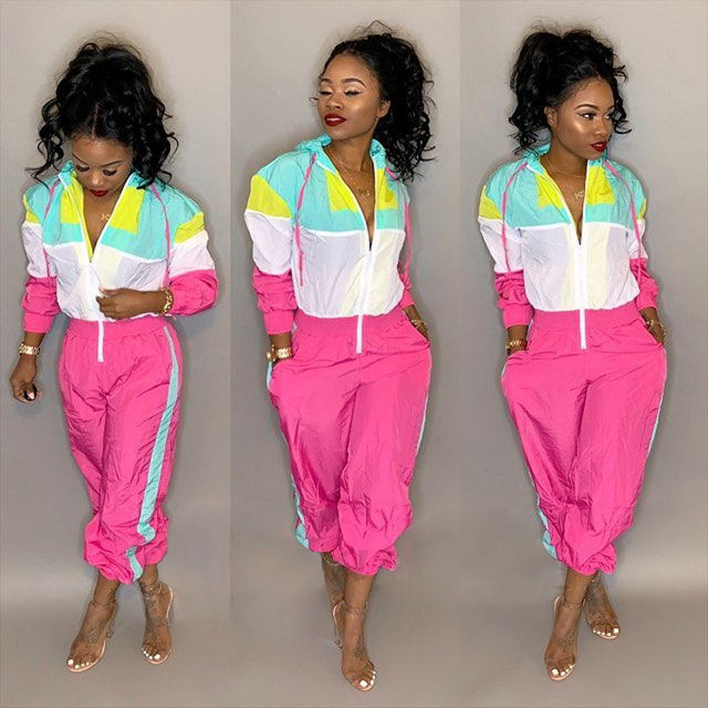 Sexy bodysuit tracksuit rompers womens jumpsuit long sleeve pockets zippers striped print slim overalls combinaison femme T200509