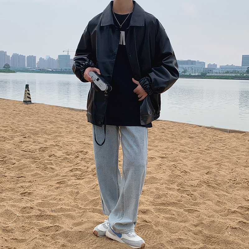 Men's Lovers Clothes Baseball Pu Leather Motorcycle Jackets Trench Clothing Russian Loose Male Coats Slim Fit Black Jacket 201116