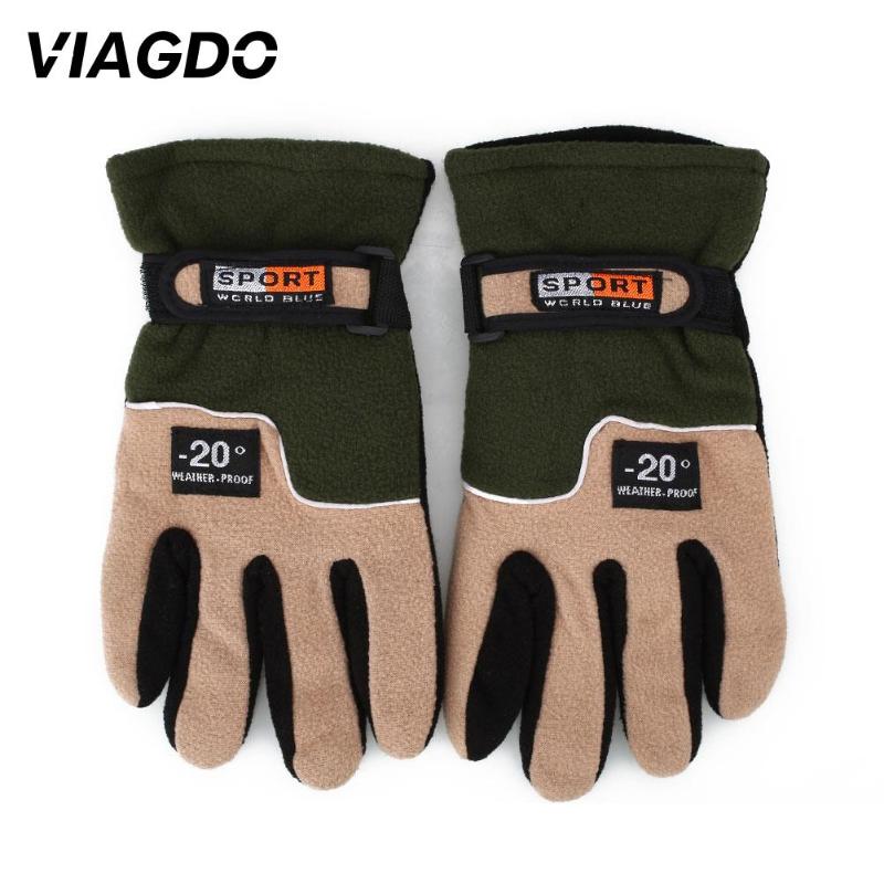 Full Gloves Hiking Fleece Snowboard Finger Cycling Gloves, Brown