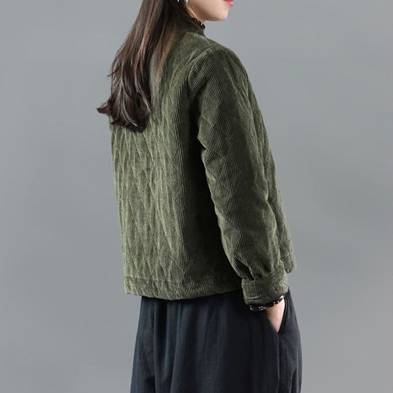 Autumn Arts Style Women long Sleeve Cotton Corduroy Short Coat All-matched Casual Loose Quilted Thick Jackets Top Quality S564 201126