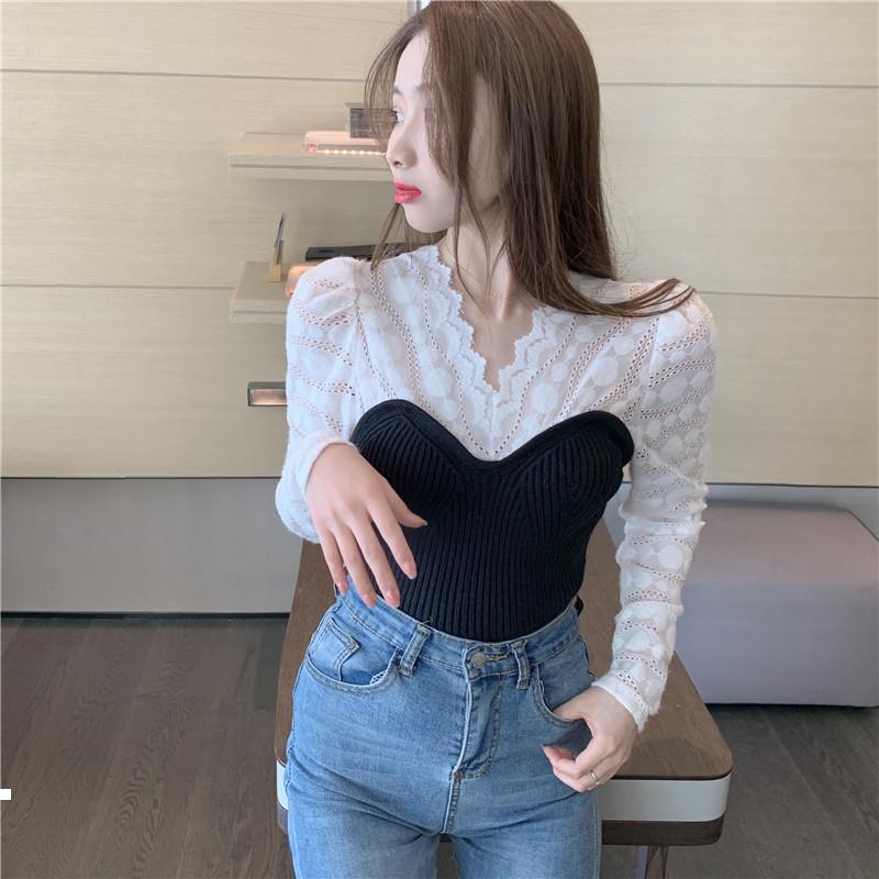 New Women's 2021 knitted shirt spring fashion long fall sleeve v neck retro-chiffon lace base couture top y503 WZKD, Bai
New Women's 2021 knitted shirt spring fashion long fall sleeve v neck retro-chiffon lace base couture top y503 WZKD, Bai