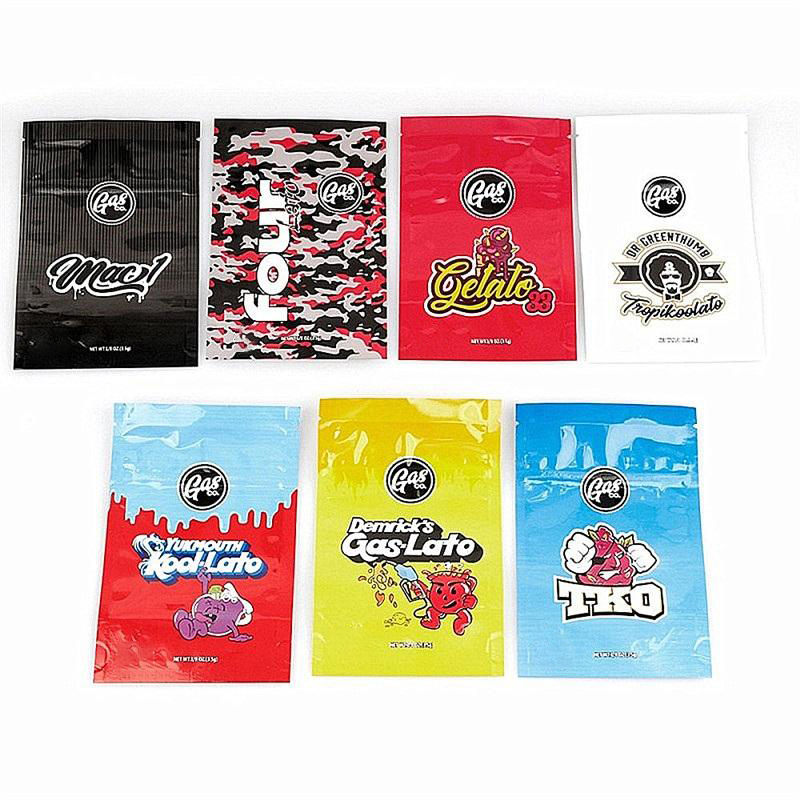 

Gasco Zipper Bag Retail Package 7 Types Mylar Bag 3.5g 1/8oz Storage Packaging for California Gas Co