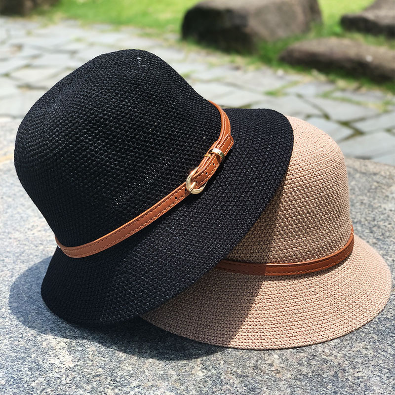 Belt Buckle Dome Caps Korean Style Sweet Beach Hats Outdoor Travel Wide Brim Hats