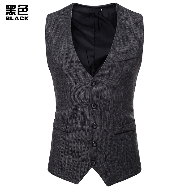 Herringbone Tweed Mens Waistcoat Formal Business Casual Slim Fit Vests for Men Retro British Style Gentleman Men Suit Vest Gilet 201014
