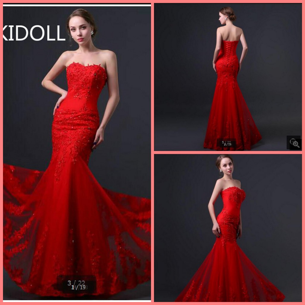2021 Romantic red tulle mermaid wedding dress strapless sweetheart neckline beaded crystals stylish wedding gowns best selling bride dress, White
2021 Romantic red tulle mermaid wedding dress strapless sweetheart neckline beaded crystals stylish wedding gowns best selling bride dress, White