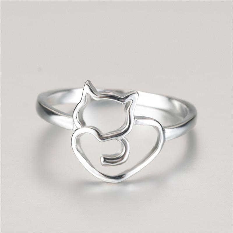 Fashion Silver Color Cute Cat Animal Engagement Ring Sweet Heart-shaped Simple Wedding Rings for Women Boho Belleza Jewelry Gift
Fashion Silver Color Cute Cat Animal Engagement Ring Sweet Heart-shaped Simple Wedding Rings for Women Boho Belleza Jewelry Gift