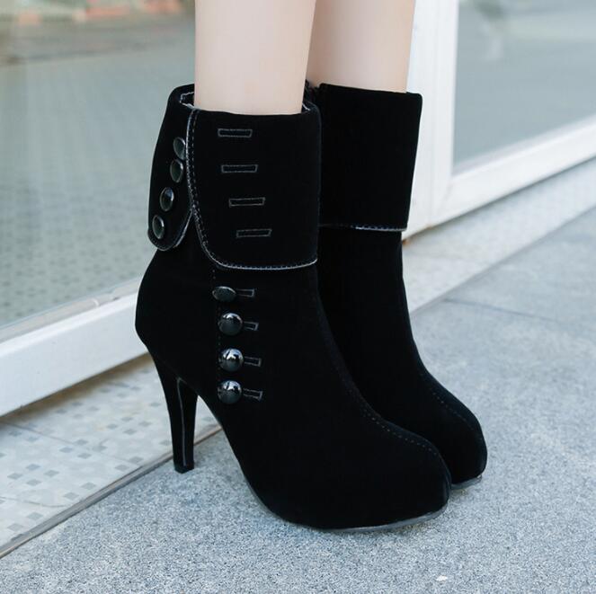 New 2020 Fashion Women Ankle Boots High Heels Fashion Red Shoes Woman Platform Flock Buckle Boots Ladies Shoes Female PLUE 35-42, Black
New 2020 Fashion Women Ankle Boots High Heels Fashion Red Shoes Woman Platform Flock Buckle Boots Ladies Shoes Female PLUE 35-42, Black