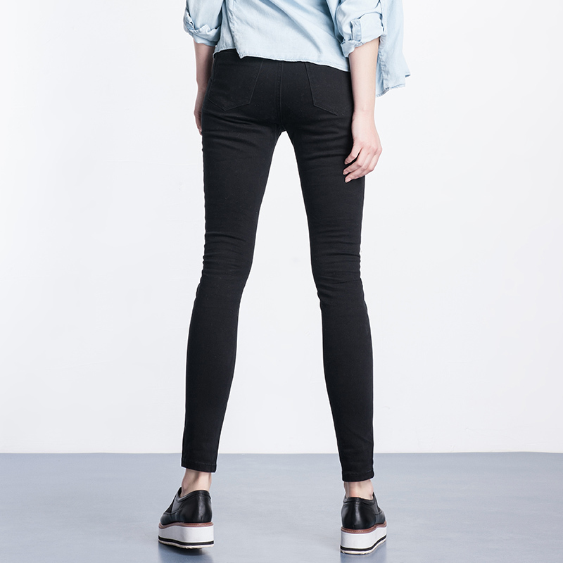LEIJIJEANS High Waist button fly Full Length Plus Size black for Stretch Skinny Pencil Women Jeans 201106