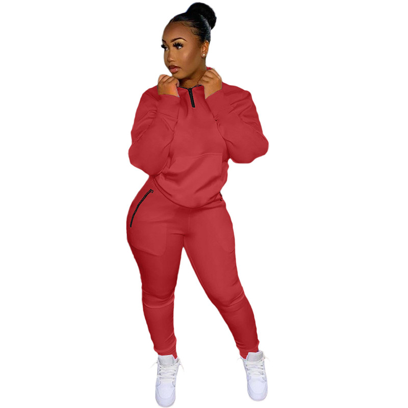 Fall Winter Women Tracksuits 2XL Long Sleeve Sweatsuits Pullover Hoodie Sweatpants Two Piece Set Workout Sportswear Active Wear Solid Outfits Wholesal