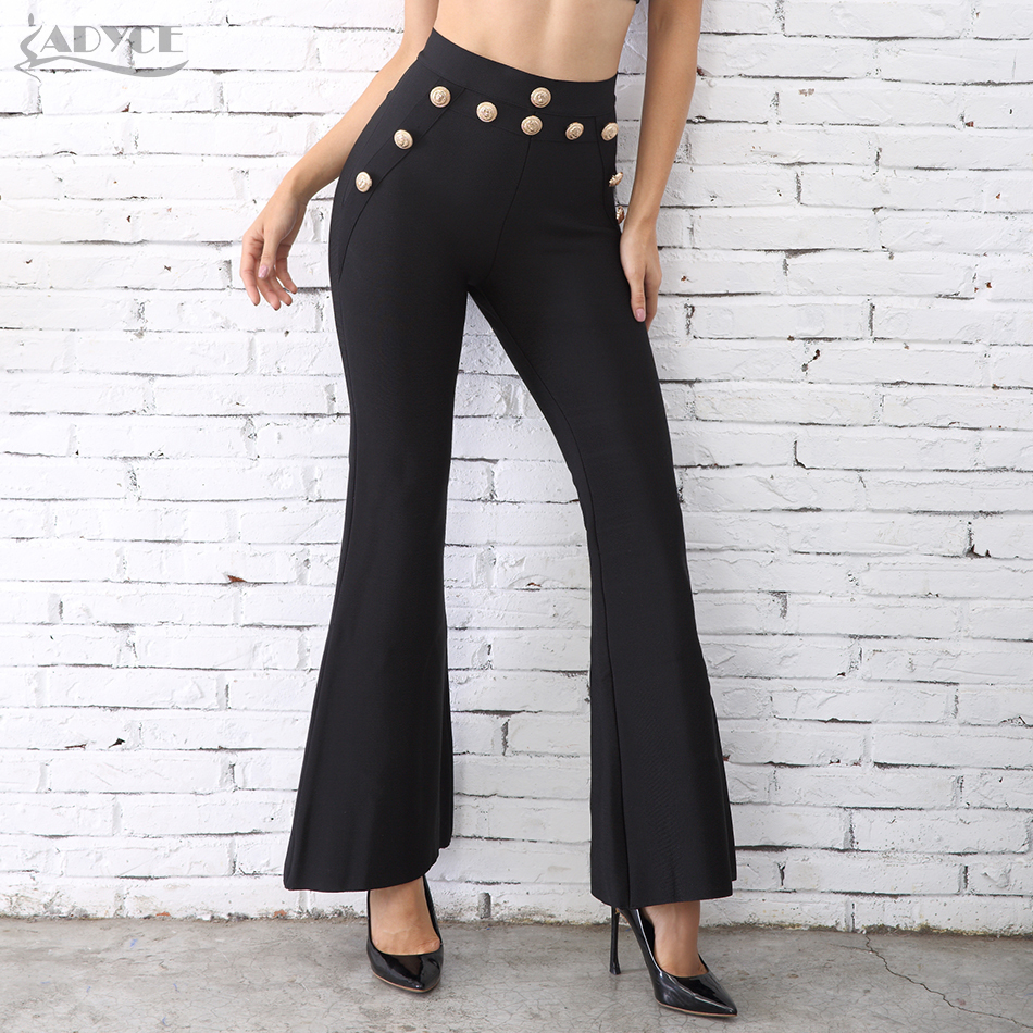 Adyce New Summer Women Runway Bandage Pants Fashion White Red Wide Leg Pants Elegant Celebrity Evening Party Pants Trousers 201228