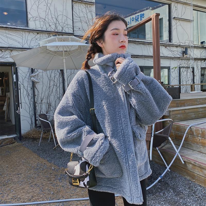 Women Autumn Winter Faux Lamb Fur Sheepskin Coat Genuine Granular Sheep Shearing Jacket Female Casual Warm Outerwear 201215