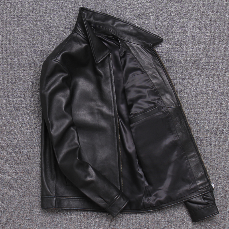 Plus sizeSpring Genuine Leather jacketMen quality Business Casual soft sheepskin coatPapa clothessales 201127