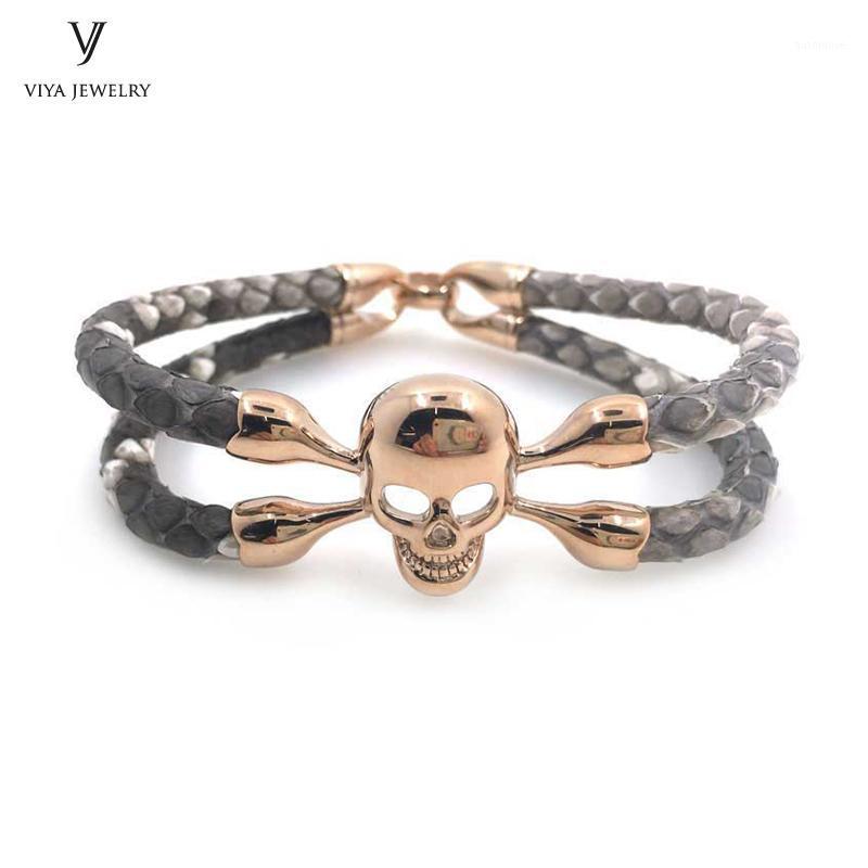New Natural Python Leather Bracelet Grad Stainless Steel Skull Jewelry Bracelet Genuine Python Leather For Men1
New Natural Python Leather Bracelet Grad Stainless Steel Skull Jewelry Bracelet Genuine Python Leather For Men1