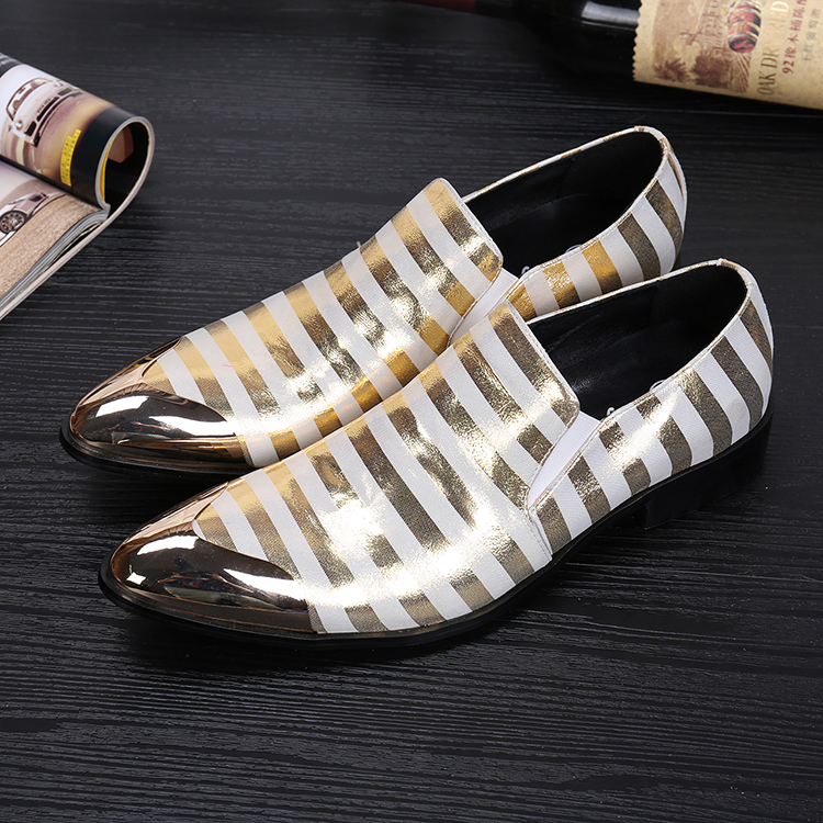 2020 Steel Male Gold Toe in Men's Wedding Stripe Genuine Leather Displacement Moccasins Smoking Mens Shoes Ikia, The picture
2020 Steel Male Gold Toe in Men's Wedding Stripe Genuine Leather Displacement Moccasins Smoking Mens Shoes Ikia, The picture