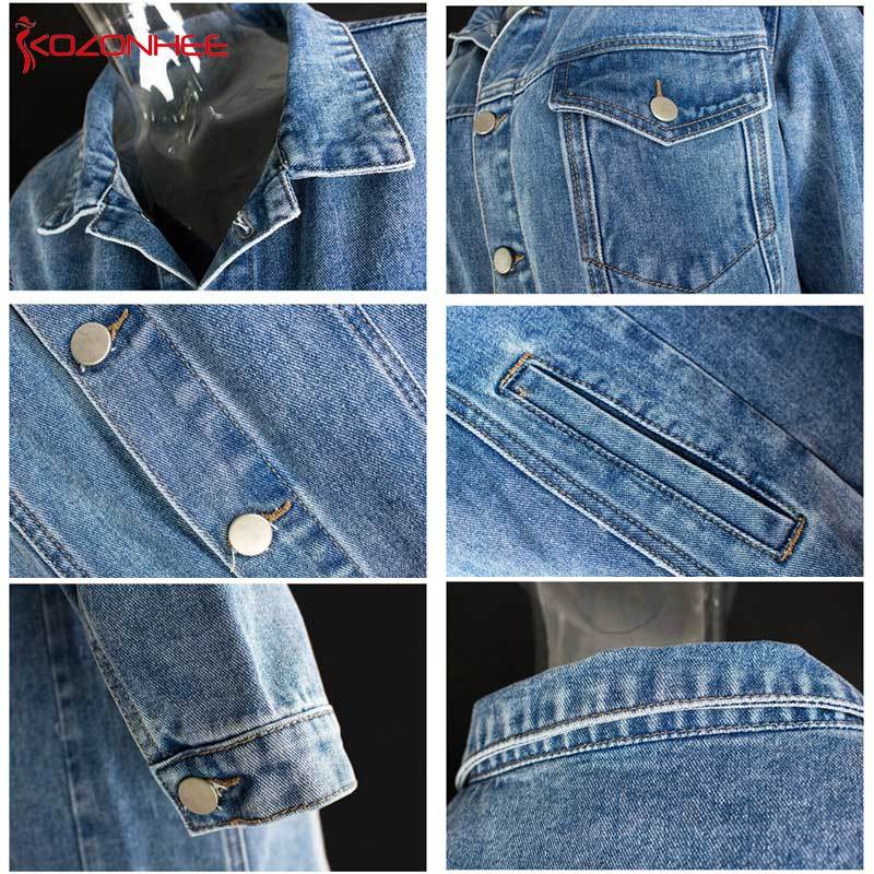 Fashion Blue Inelastic Women Long Denim Coat Jeans Coats Casual pocket Jackets Women Vintage Jeans Jacket #07 201217