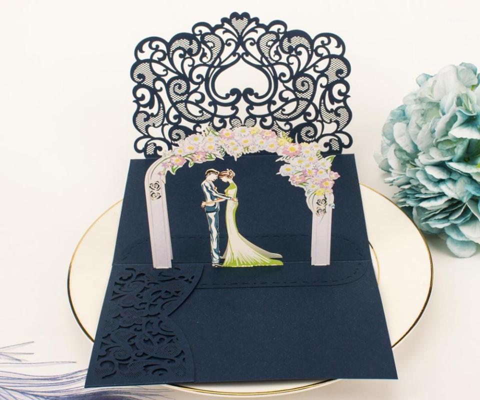 Free Shipping 1x 3D UP Card gold gray tri 3 Fold Pocket Wedding Invitation Card Laser cut Invite Greeting with envelope1
Free Shipping 1x 3D UP Card gold gray tri 3 Fold Pocket Wedding Invitation Card Laser cut Invite Greeting with envelope1