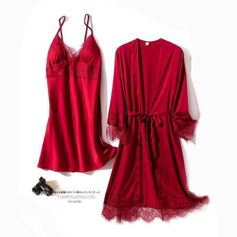 Gentle Charming Women's Spring Summer Sexy Lace Suspender Nightgown Suits 2PCs Silk Satin Nightgown Red Newly Married Sweet Time, White 2pcs
Gentle Charming Women's Spring Summer Sexy Lace Suspender Nightgown Suits 2PCs Silk Satin Nightgown Red Newly Married Sweet Time, White 2pcs