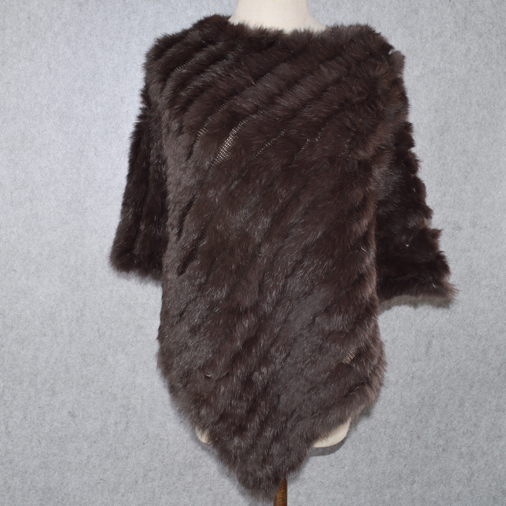 Fashion Real Rabbit Fur Poncho Genuine Real Rabbit Fur Shawl Scarf Knitted Elastic Women Party Real Natural Rabbit Fur Pashmina Y201007