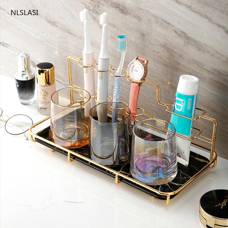 Nordic Glass Cup and Cosmetic Desktop Storage Rack Dressing Table Metal Rack Bathroom Basin Ceramics Organize Bathroom Shelf
Nordic Glass Cup and Cosmetic Desktop Storage Rack Dressing Table Metal Rack Bathroom Basin Ceramics Organize Bathroom Shelf