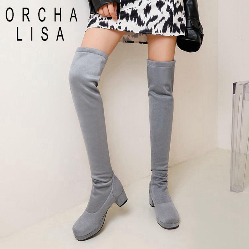 Shoes women Over the knee boots Flock Round toe Slip on Platform Flock Autumn winter Casual Fashion Female PU Black Grey C2097
Shoes women Over the knee boots Flock Round toe Slip on Platform Flock Autumn winter Casual Fashion Female PU Black Grey C2097