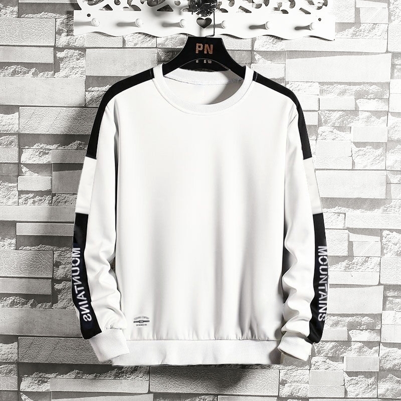 Trend Men Hoodies Casual Solid Splice Pullover ONeck Slim Fit Men's Sportswear Sweatshirt Print Male Hoody Tracksuit 201020