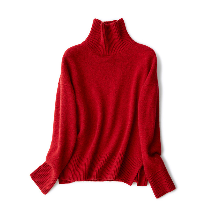 Cashmere sweater autumn and winter turtleneck women's fashion loose outer wear base knitted thick sweater 201223