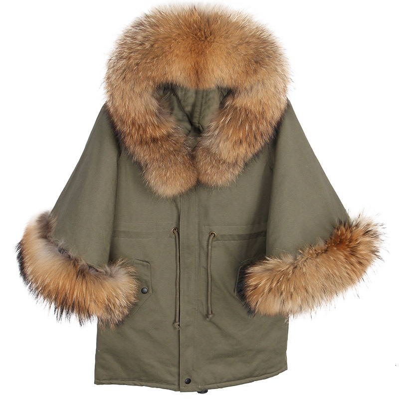 2021 New Women's Winter Clothes Raccoon Fur Collar Hood Green Cloak Army Sleeve Enlargement Cotton Quilt Outerwear W1XC
2021 New Women's Winter Clothes Raccoon Fur Collar Hood Green Cloak Army Sleeve Enlargement Cotton Quilt Outerwear W1XC