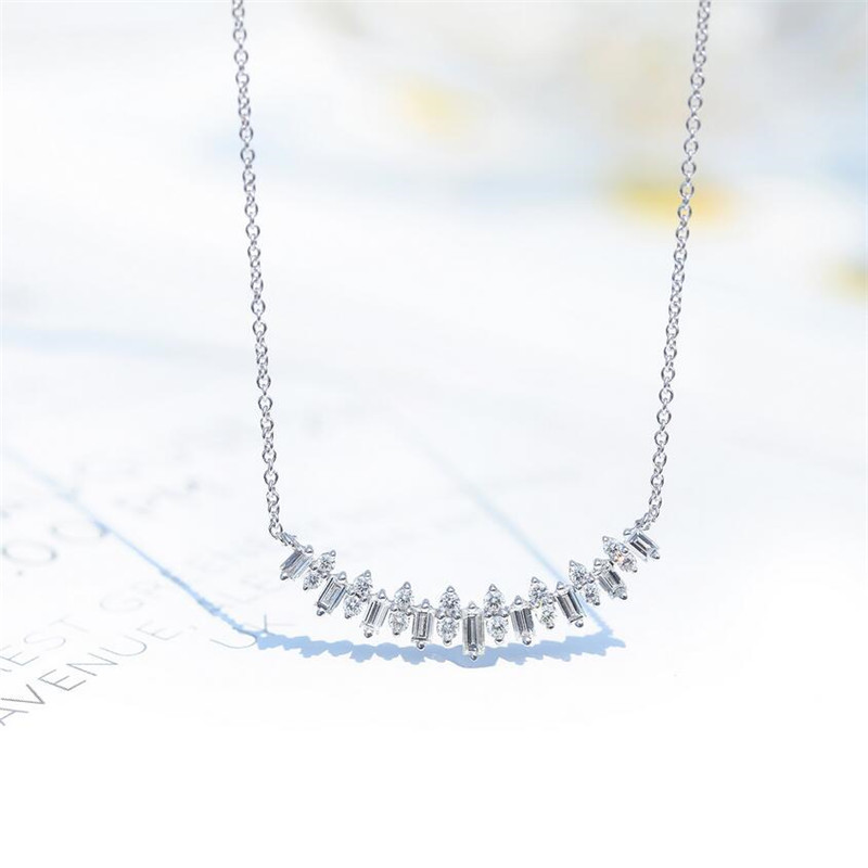 Choucong Brand New Stunning Ins Top Sell Luxury Jewelry 925 Sterling Silver T Princess Cut White Topaz CZ Diamond Gemstones Women Necklace