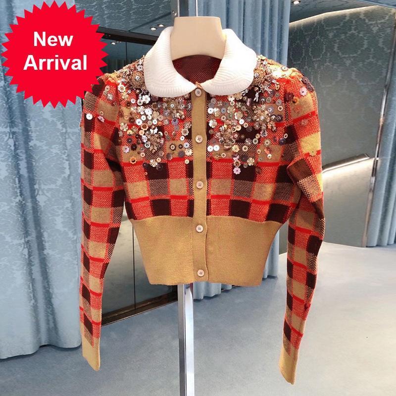 Autumn 2021 New New Heavy Industry Luxury Cardigan Sweater Plaid Female Temperament Beading Doll Collar Jacket Tops ELLF, Beige
Autumn 2021 New New Heavy Industry Luxury Cardigan Sweater Plaid Female Temperament Beading Doll Collar Jacket Tops ELLF, Beige