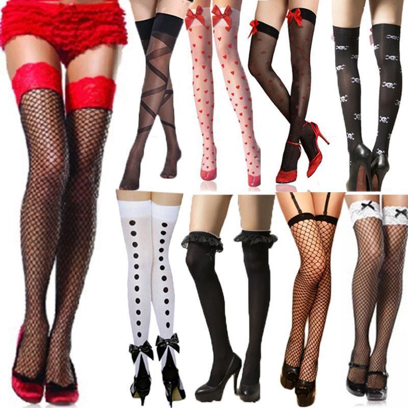 

Black Hold-Ups Lace Tops Fever Fashion Sexy Women Fishnet high knee Tights Stockings Pantyhose Ladies Mesh Silk Underwear1, Ba050