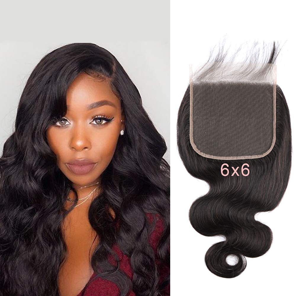 Free shipping 6x6 Transparent Lace Closure Brazilian Straight Human Pre Plucked With Baby Hair