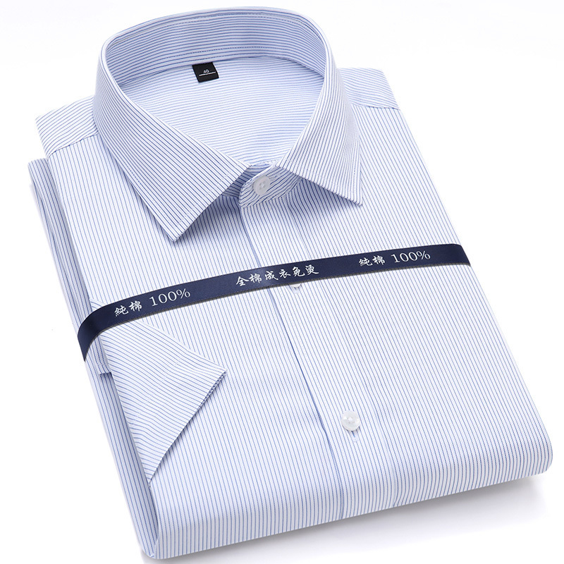 Summer Non Iron Pure Cotton Mens Formal Dress Shirts White Short Sleeve Business Office High Quality Regular Fit Male Shirt 201124