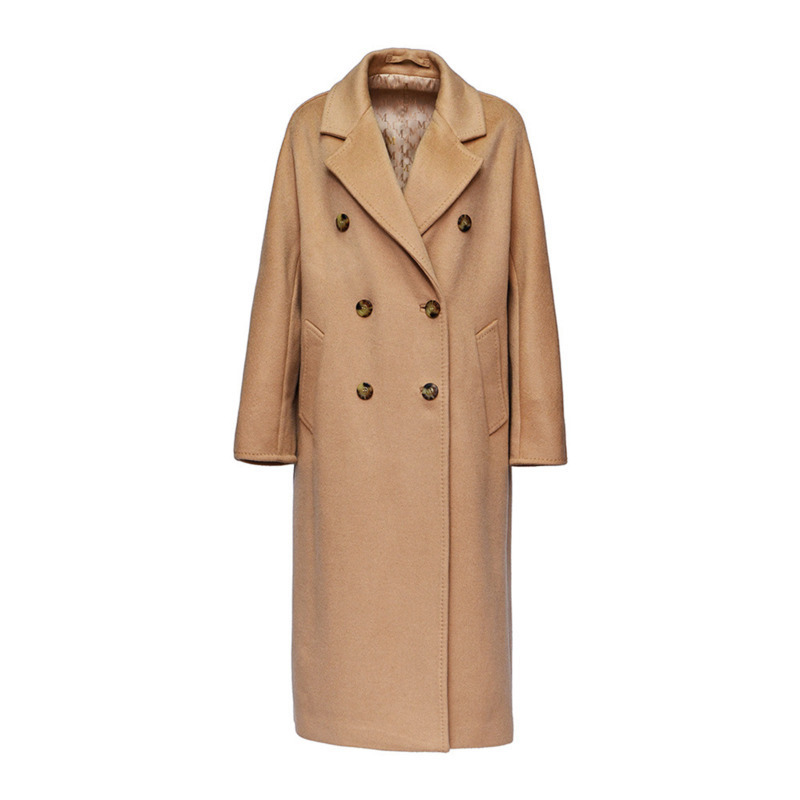 DEAT Autumn Winter High Quality Wool Cashmere Lapel Lacing Double Button Woolen Coats Womens Elegant High Street AR914 201102