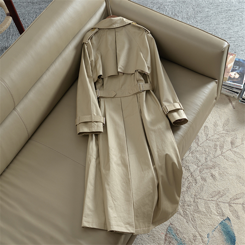 Khaki Long Trench Coat Women Spring Autumn New Korean Clothes Fashion Slim Double Breasted Windbreaker Women Overcoat H256 T200811