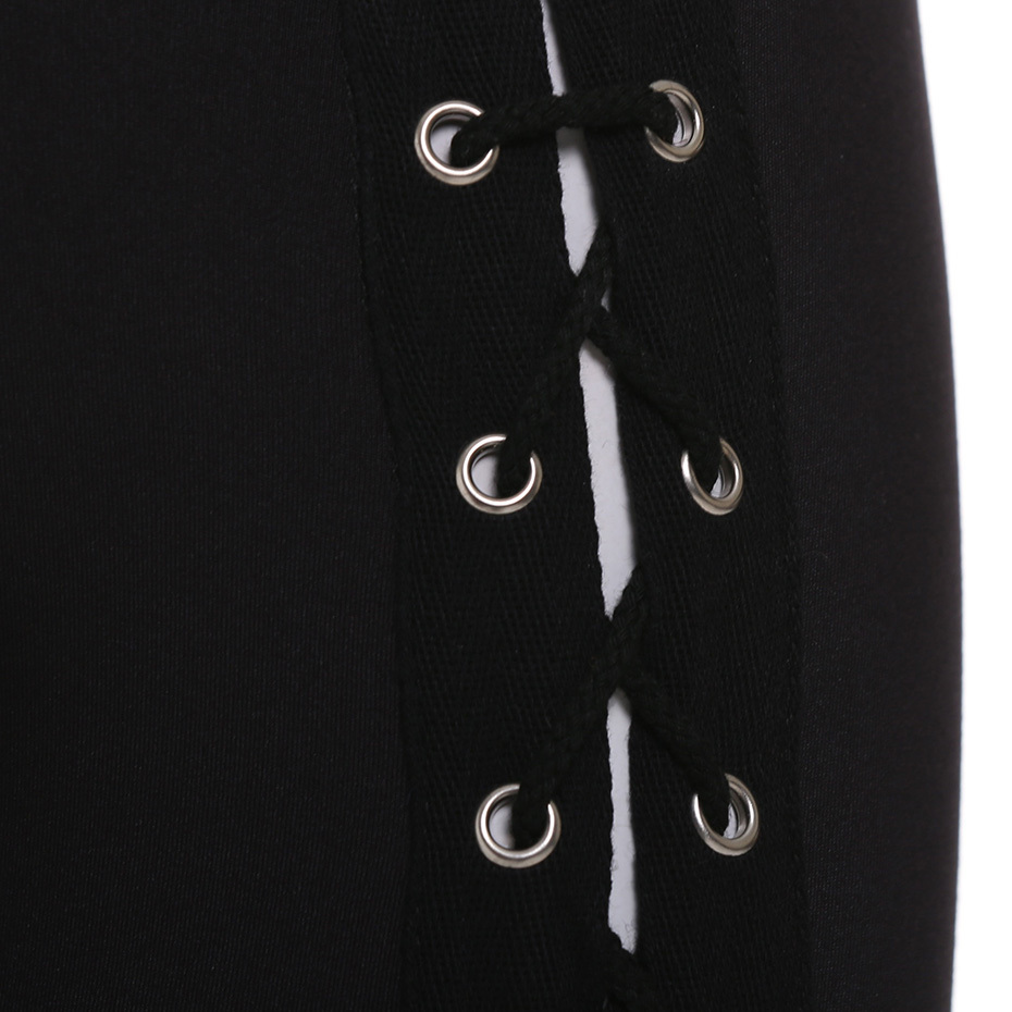 Rosetic Gothic Leggings Pants Bandage Women Spring Black Slim Lace-Up Streetwear Skinny Fashion Sexy Casual Harajuku Goth Pants 201202