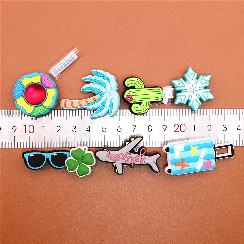 Original PVC Shoe Buckle Accessories Vacation Coconut Tree Cactu Shoes Decoration Charms Bracelets Kids Gifts