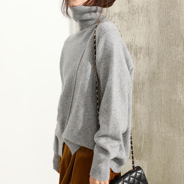 Soft Loose Jumpers for Women Turtleneck Winter Warm Sweater Cashmere and Wool Knitted Pullovers ladies 3Colors standard Clothes 201031