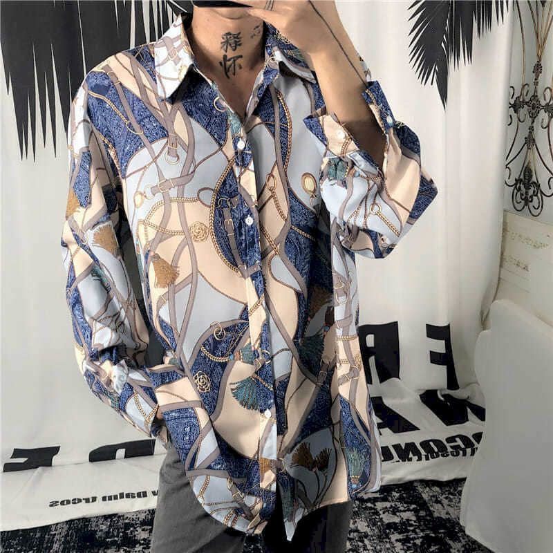 2021 Fall New Shirt Men Blouses Jacket Lazy Wind Loose Ancient Roman Italian Printing Long-sleeved Shirts Couple Casual Design Sense Suf1, Blue
2021 Fall New Shirt Men Blouses Jacket Lazy Wind Loose Ancient Roman Italian Printing Long-sleeved Shirts Couple Casual Design Sense Suf1, Blue