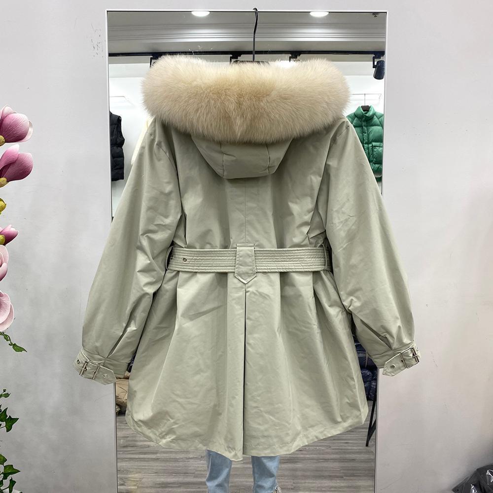 Big Real Fox Fur Collar New Down Parka Winter Jacket Women 90% White Duck Down Jacket Thick Hooded Belt Female Snow Outwear 201019