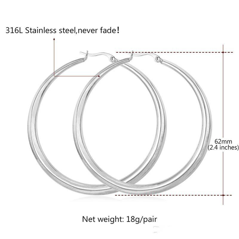 Real 18K Gold Silver Plated Big Hoop Earrings for Women Large Stainless Steel Round Circle Hoops Earring Lightweight No Fade Color Nice Jewelry Gift 6