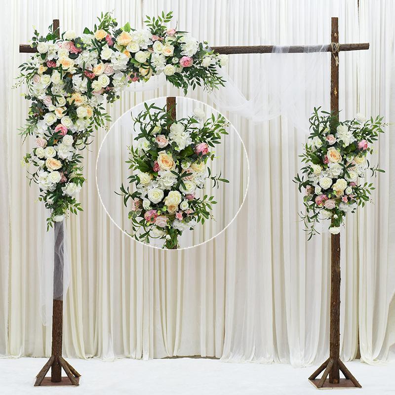 

Artificial flower row arch DIY wedding party backdrop decor props flower wall arch welcome area layout row runner, 55x45cm style2