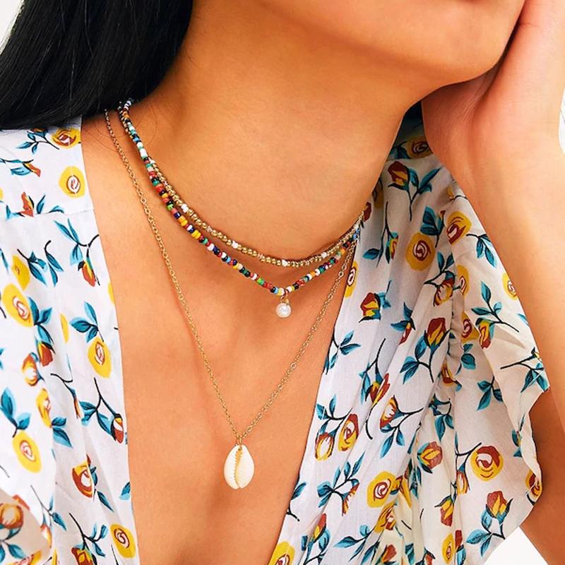 Shell Charm Beaded Chain Necklace 3pcs Bohemian Glass Bead Chokers Natural Cowry Pendant Necklace for Women
Shell Charm Beaded Chain Necklace 3pcs Bohemian Glass Bead Chokers Natural Cowry Pendant Necklace for Women