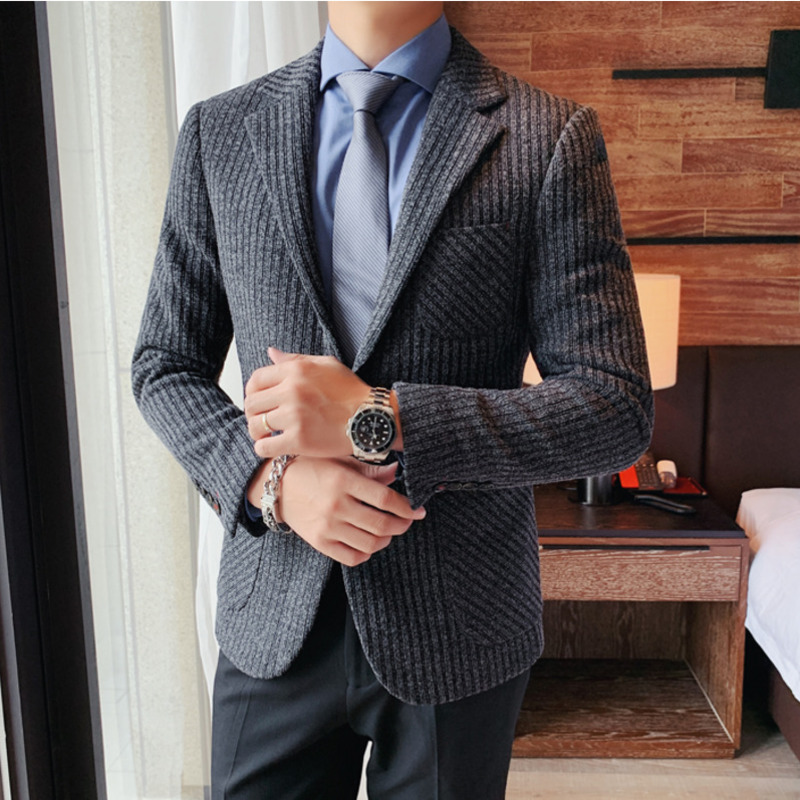 2020 Blazers of Men's Solid Colour Thin Vertical Hombre Knitted Casual Autumn Superior Male Blazer Ng94, Dark gray.
2020 Blazers of Men's Solid Colour Thin Vertical Hombre Knitted Casual Autumn Superior Male Blazer Ng94, Dark gray.