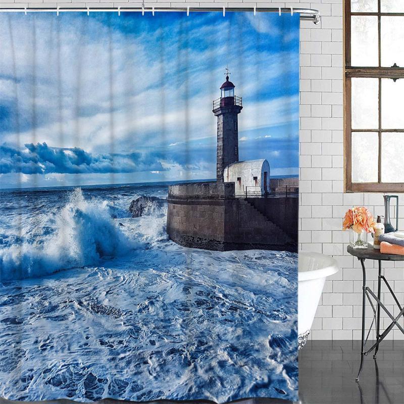Bathroom Curtain Sea Wave Lighthouse Waterproof Fabric Shower Curtain Bathroom Decoration Shower &12 Hook1
Bathroom Curtain Sea Wave Lighthouse Waterproof Fabric Shower Curtain Bathroom Decoration Shower &12 Hook1