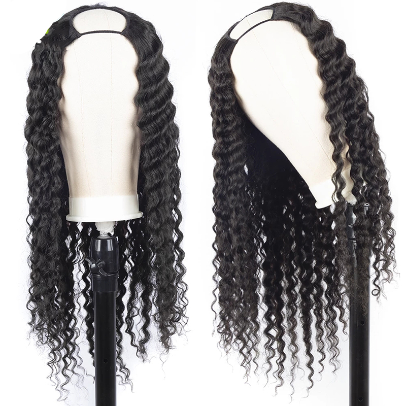U Part Wave For Black Women Undetectable 150 Density Water Wave Human Wig Brazilian Virgin Hair
