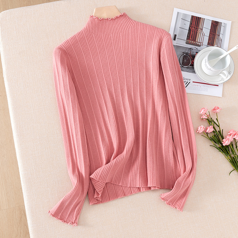 2021 New Elegant Women Turtleneck Ruffled Collar Knitted Jumper Tops Autumn Winter Long Sleeve Tight Sweater Black White E76w, Pink
2021 New Elegant Women Turtleneck Ruffled Collar Knitted Jumper Tops Autumn Winter Long Sleeve Tight Sweater Black White E76w, Pink